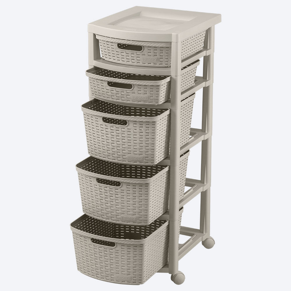 Cajonero Apariencia Rattan 2 Gavetas Bajas + 3 Gavetas Altas img #2