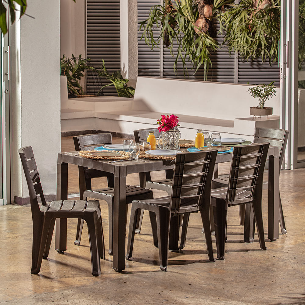 Combo Comedor Familiar  Barú  (1 Mesa + 6 Sillas Sin Brazos) img #1