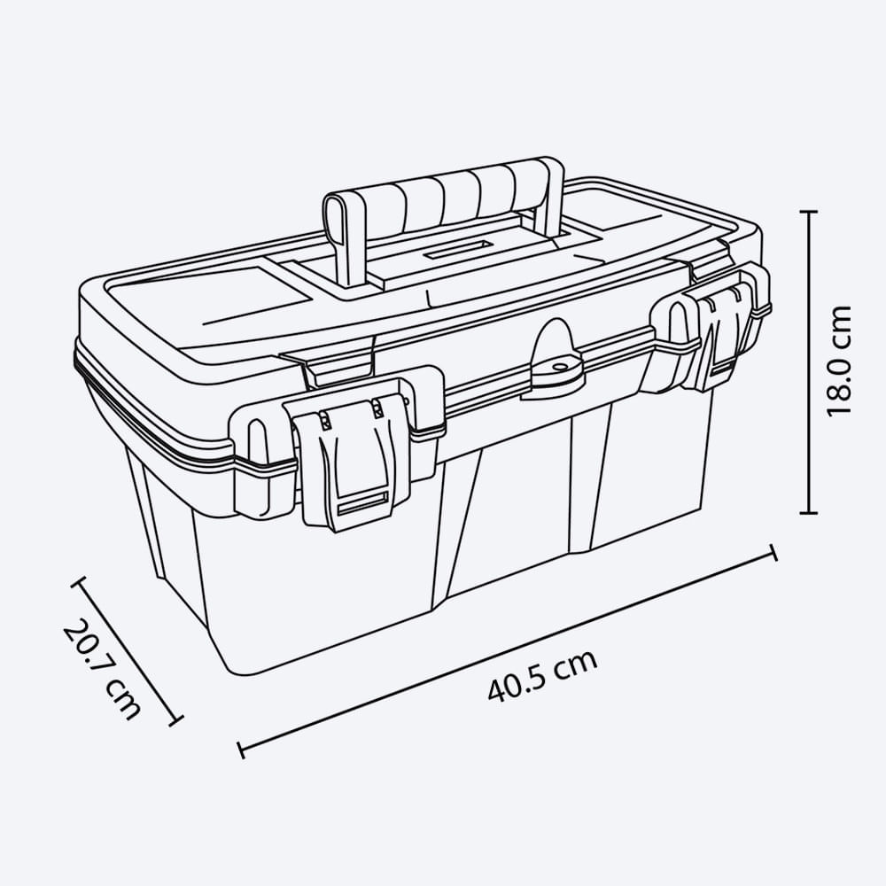 Caja Herramientas 16" Apilable con Tapa Organizadora Cerradura Plástica img #5