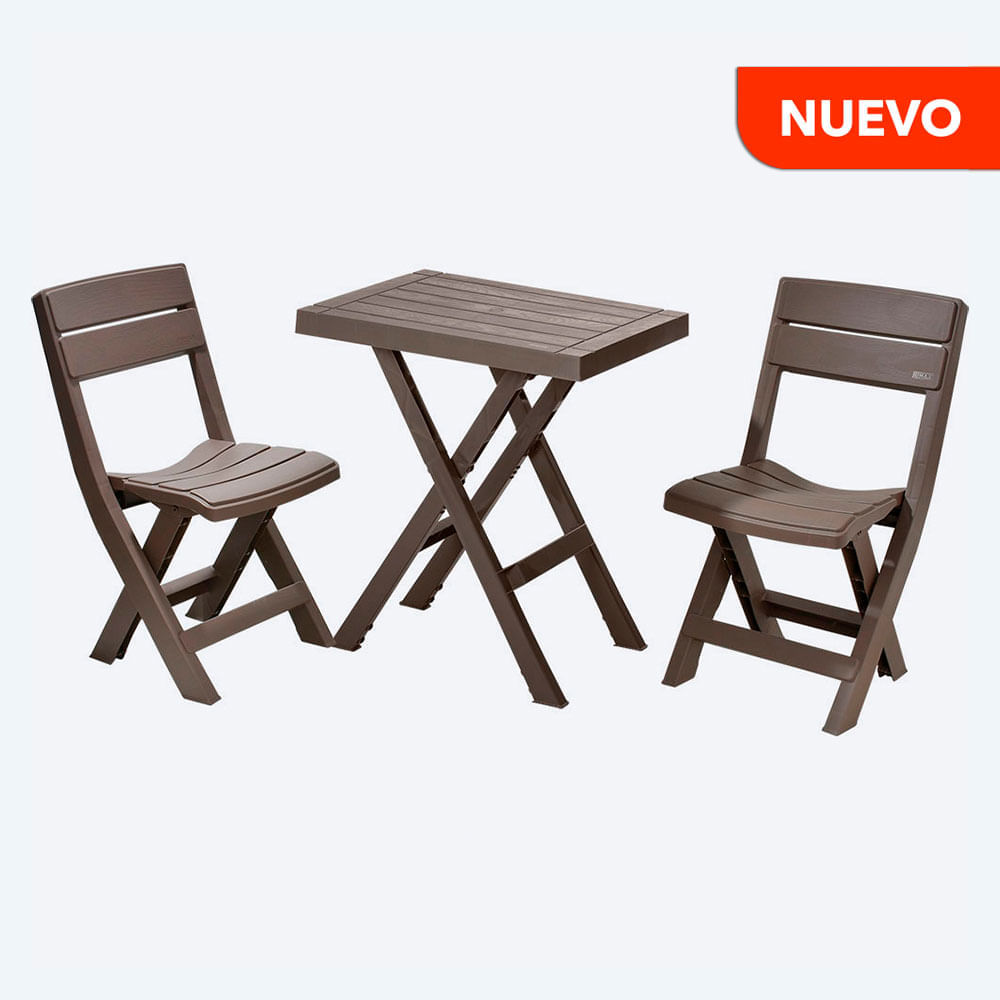 Combo Plegable Barú Mesa Rectangular  2 Sillas Mocca img #2
