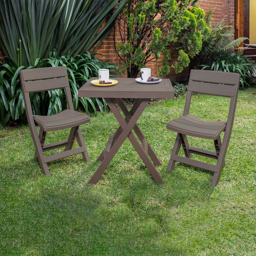 Combo Plegable Barú Mesa Rectangular  2 Sillas Mocca img #4