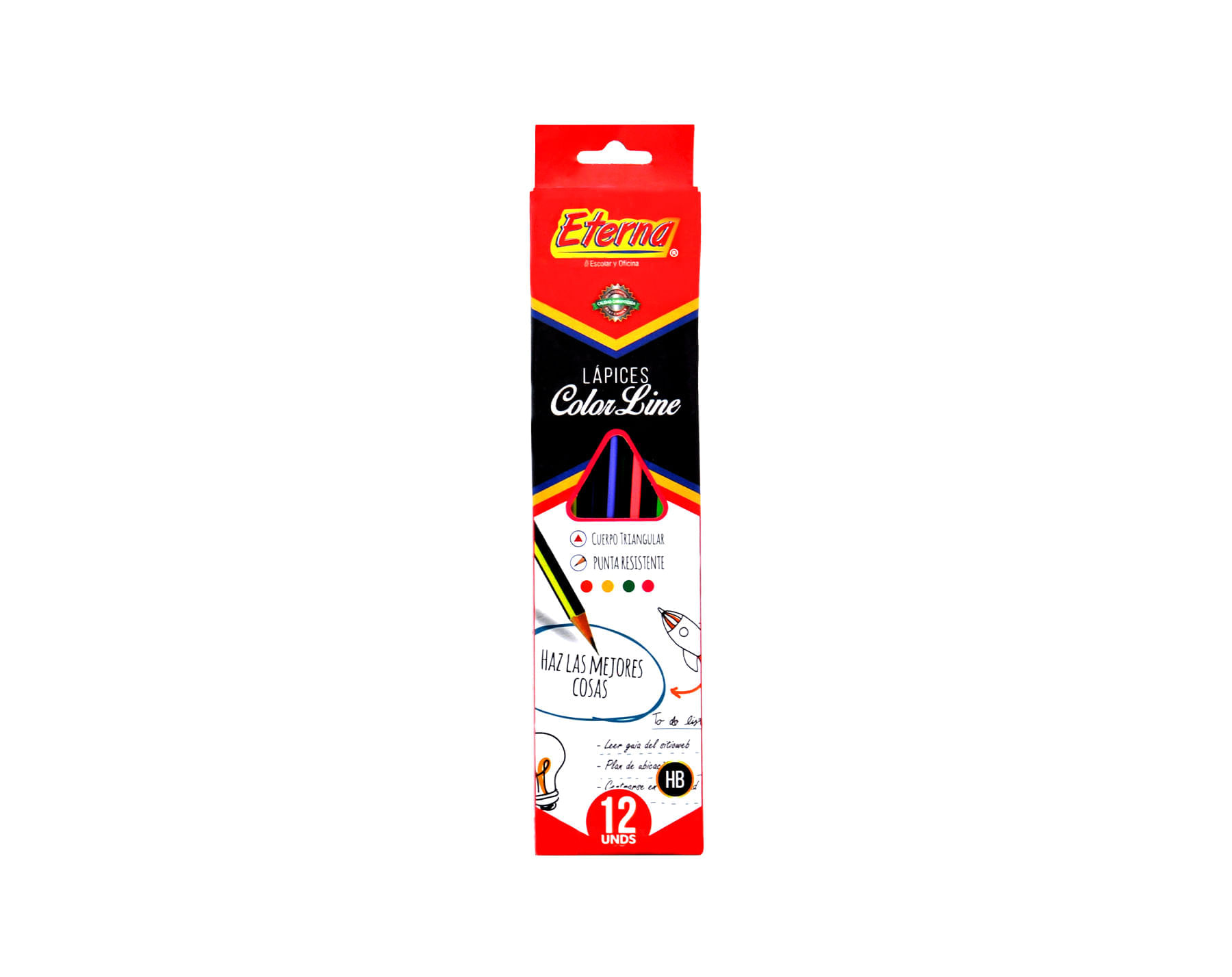 Lápiz Negro HB Cuerpo Rayas Neón x 12  Eterna img #1