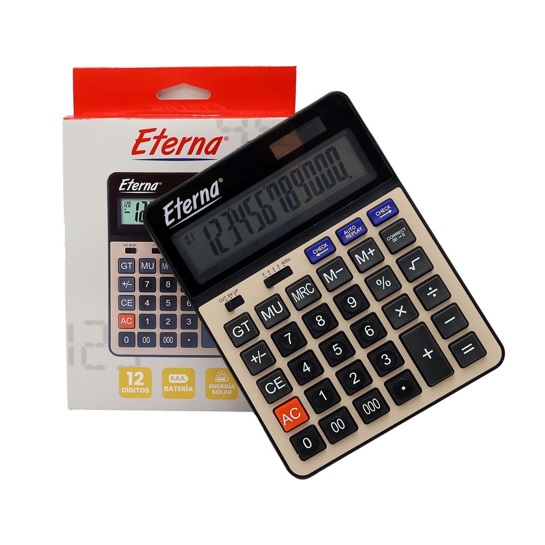 Calculadora de Escritorio 12 dígitos energia solar bateria AAA Eterna img #2