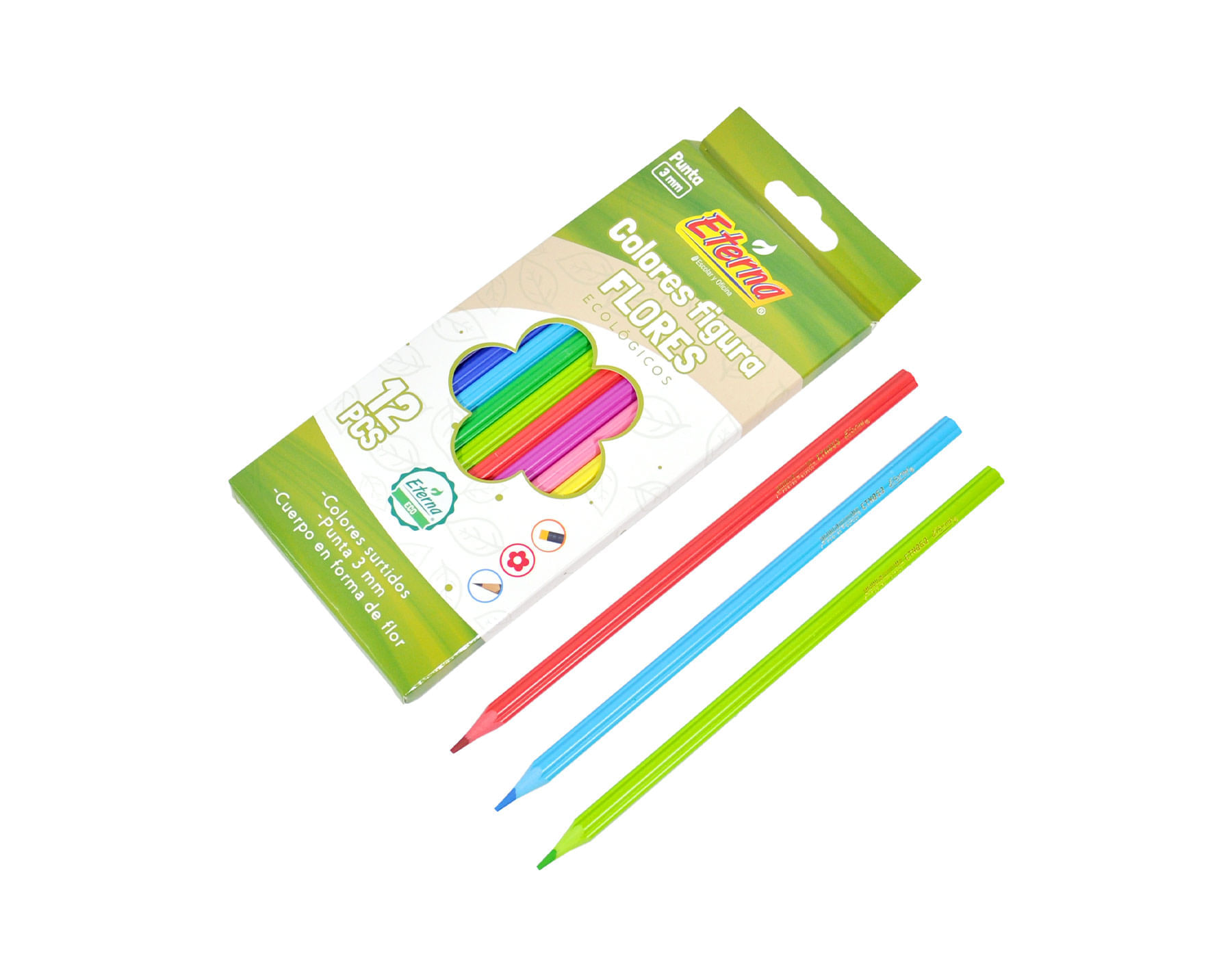 Colores Figura Flores ecologicos X 12 Eterna img #2