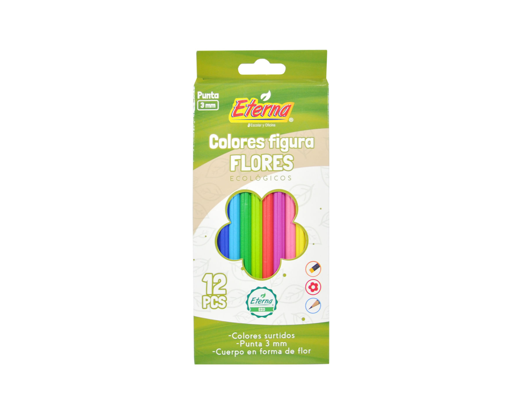 Colores Figura Flores ecologicos X 12 Eterna img #1