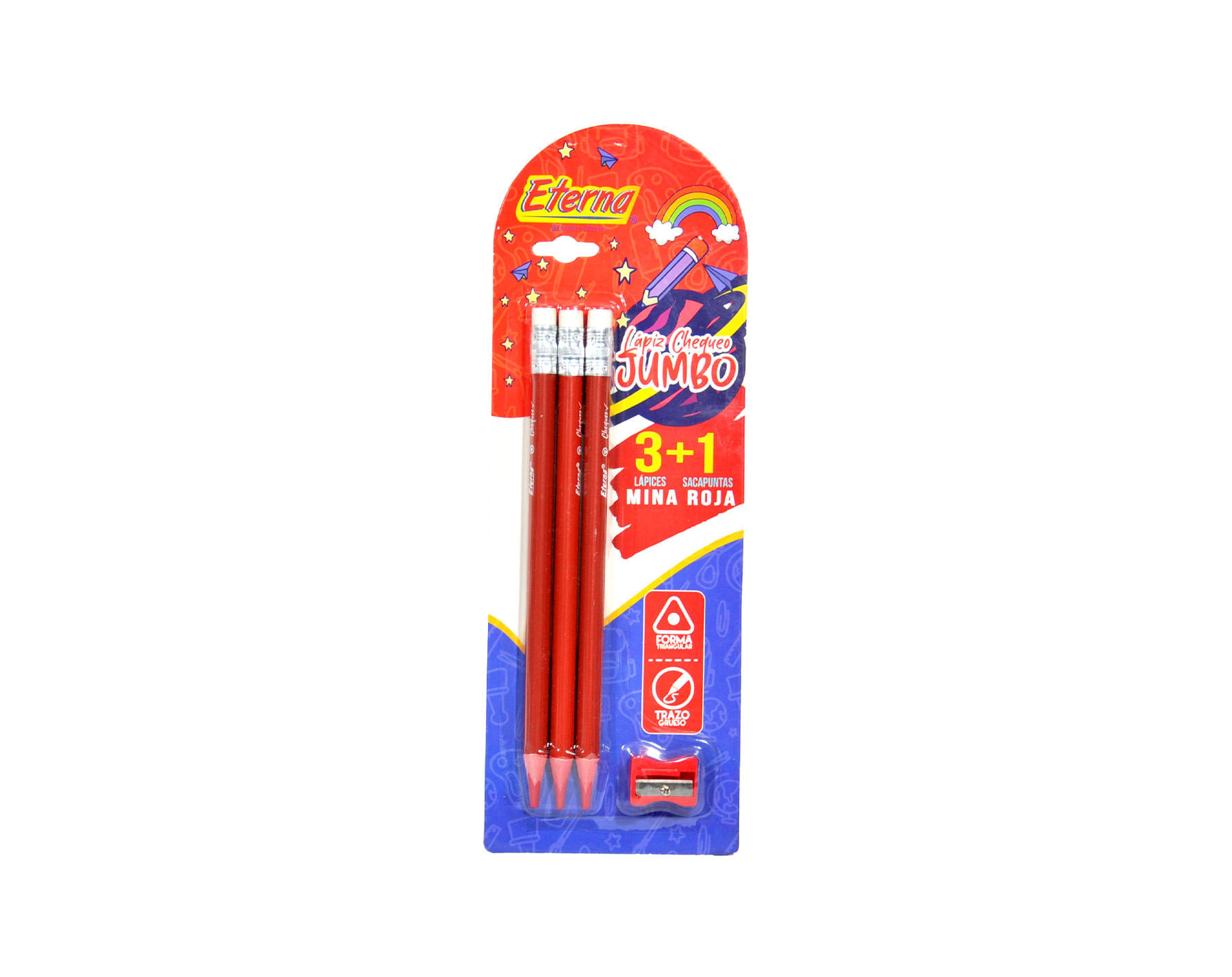 Set Lápices de Chequeo Jumbo x 4 + Sacapuntas Eterna img #1