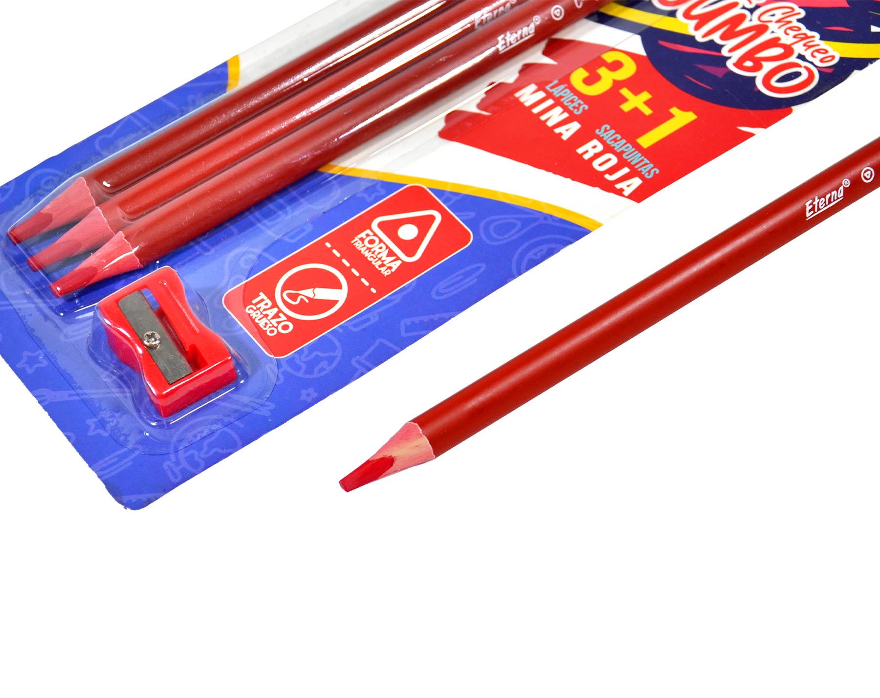 Set Lápices de Chequeo Jumbo x 4 + Sacapuntas Eterna img #3