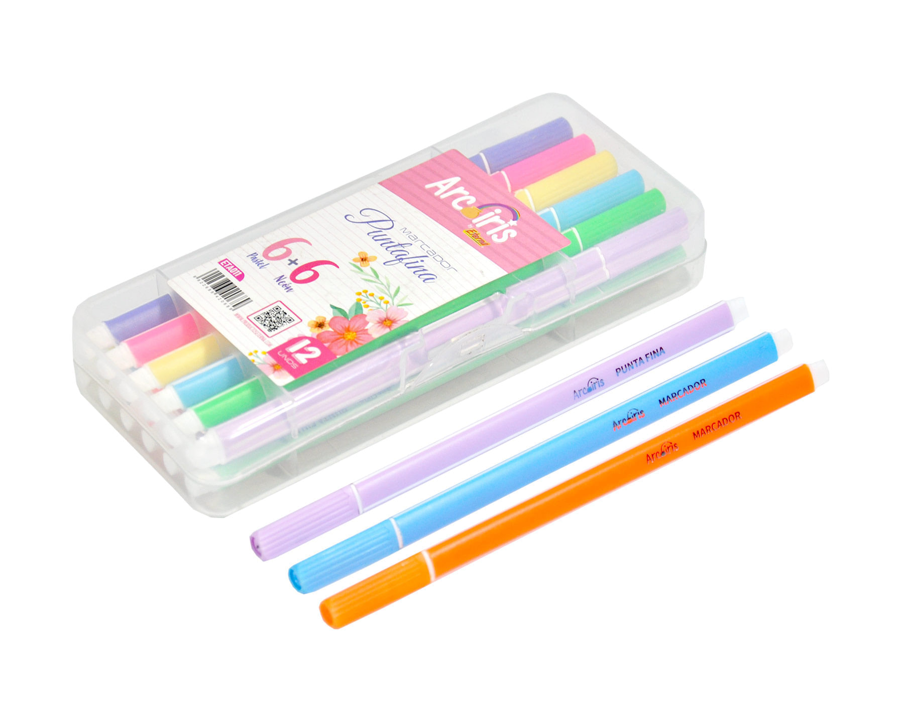 Set de Marcadores Punta Fina Arcoiris Pastel y Neón Arcoíris img #2