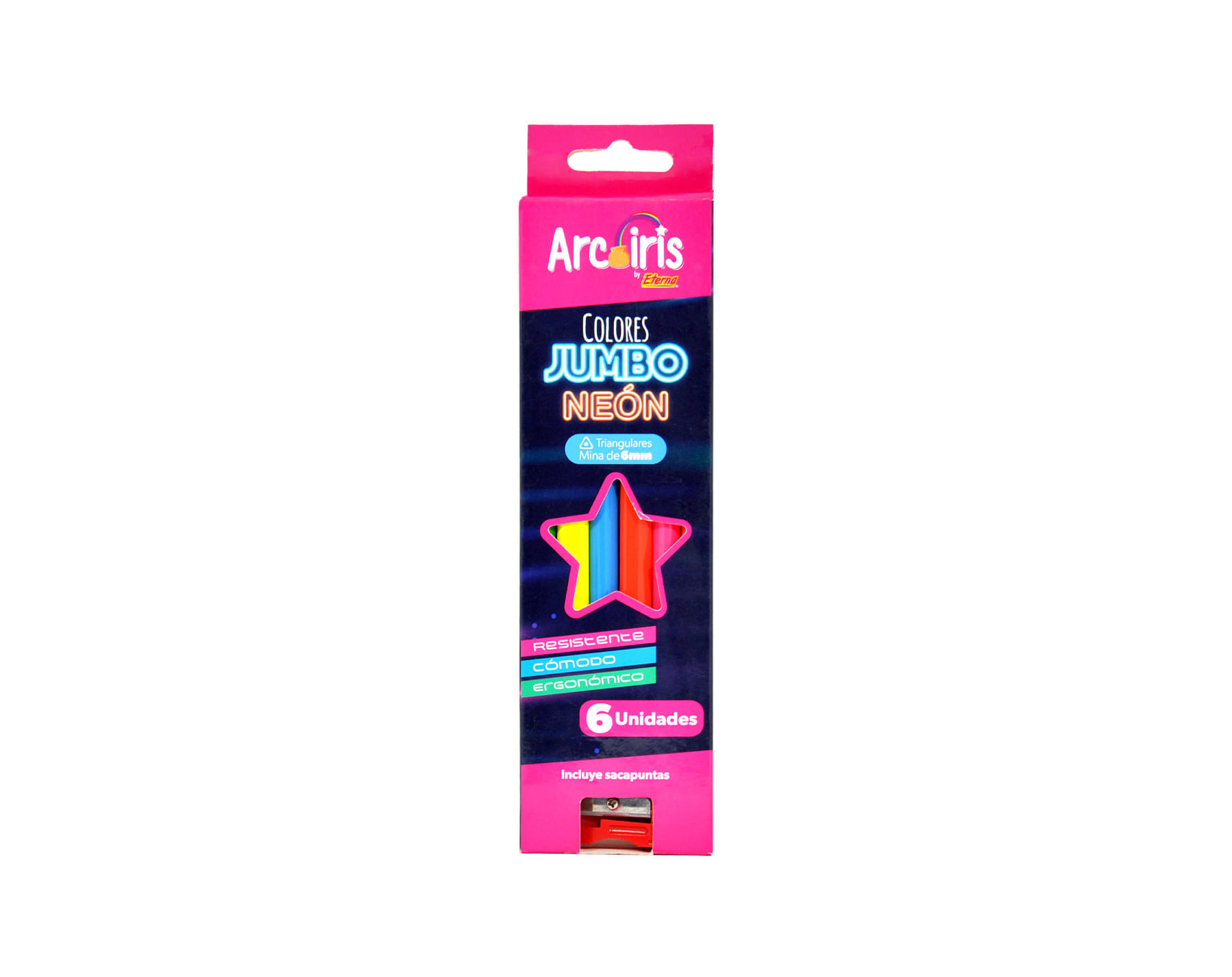 Lápices de Colores Jumbo Mina 6mm tonos Neón Arcoíris img #1