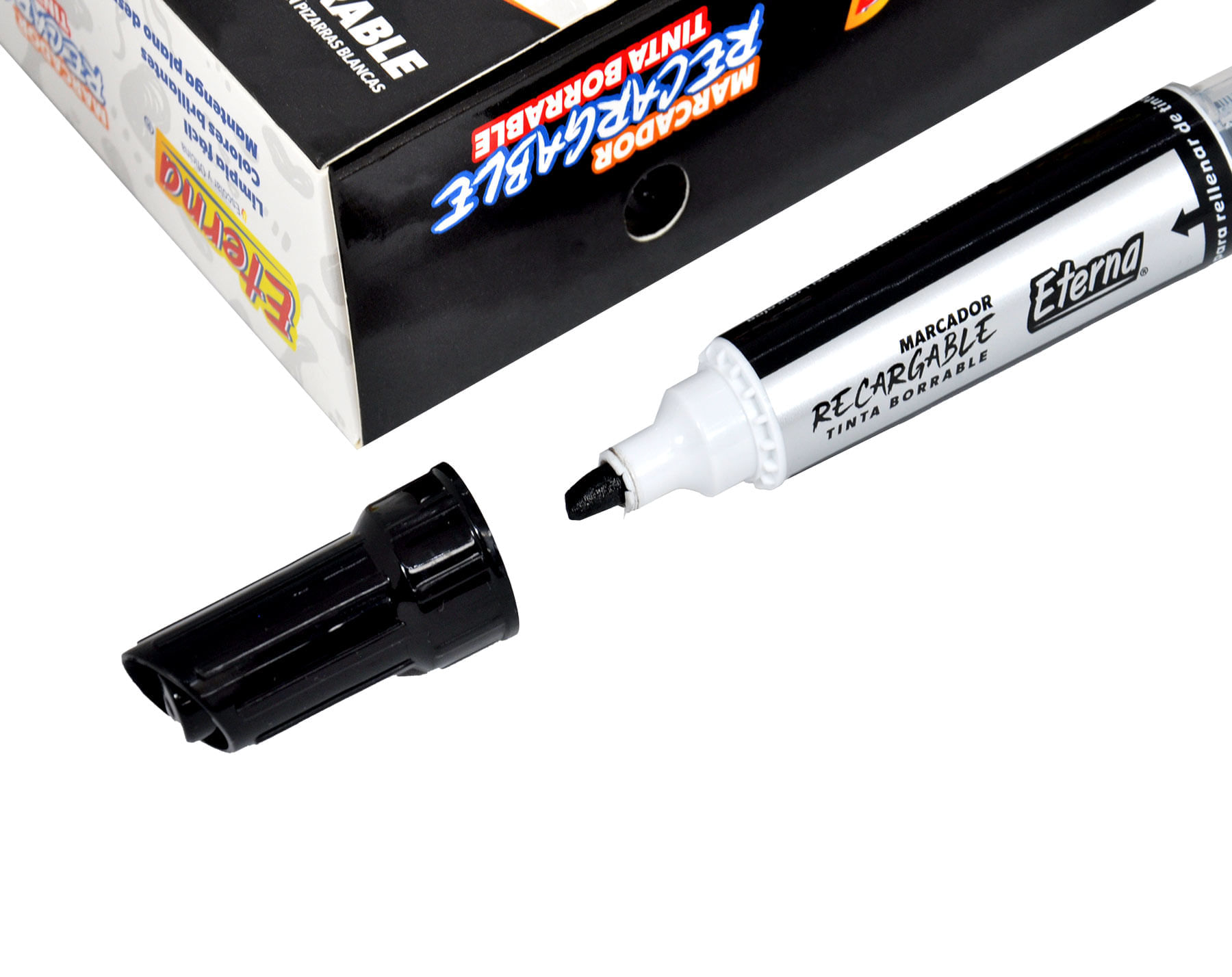 Marcador Borrable Recargable Negro img #1