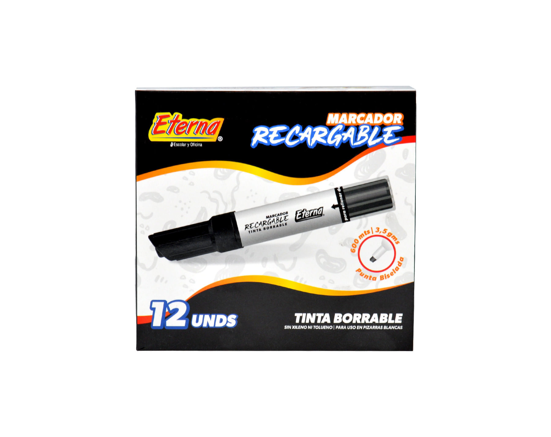 Marcador Borrable Recargable Negro img #2