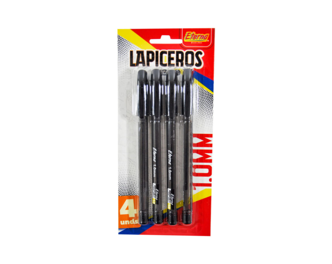 Set Lapiceros 1.0mm Negro x 4 Eterna img #1