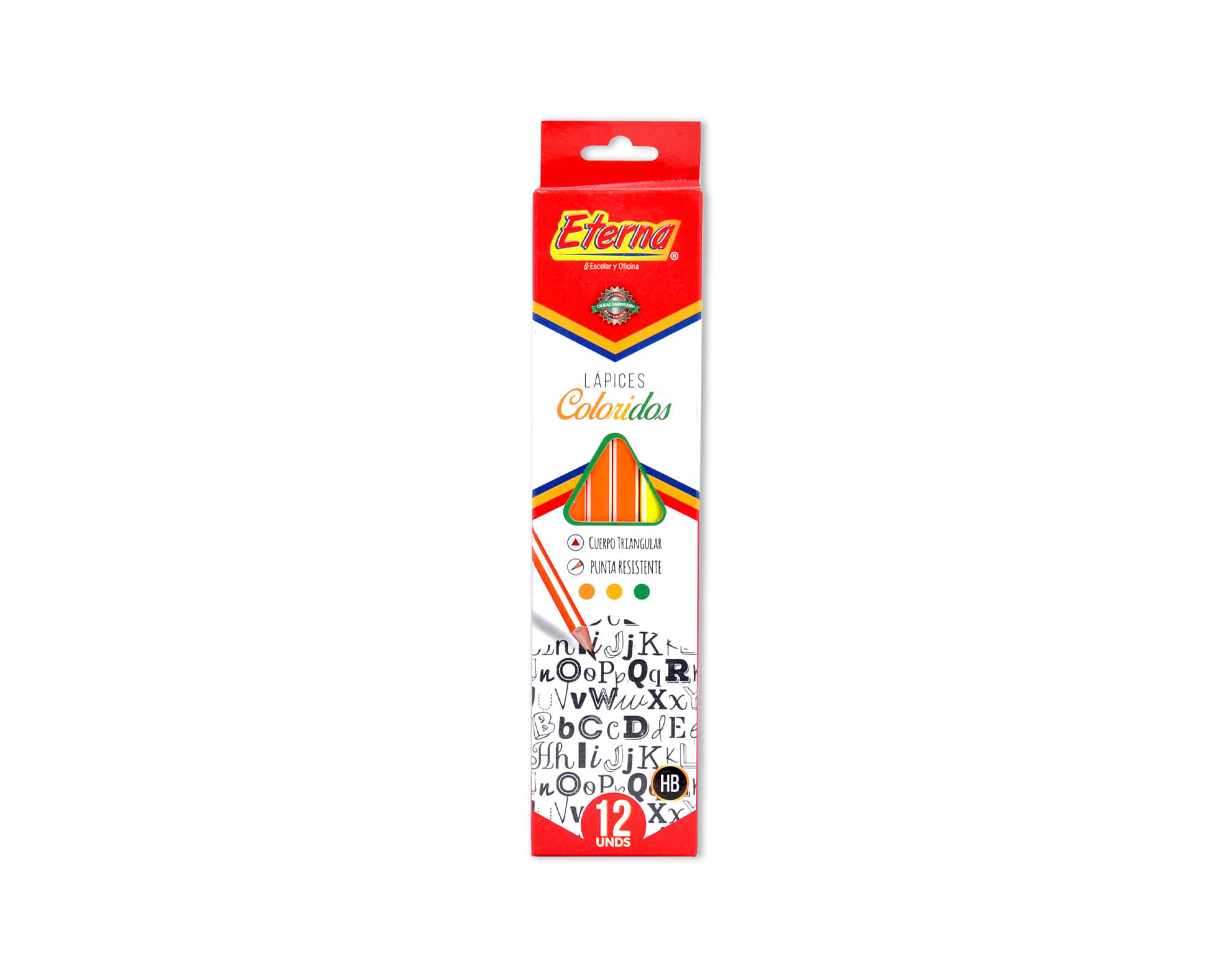 Lápiz Negro HB Cuerpo Rayas Neón x 12  Eterna img #1