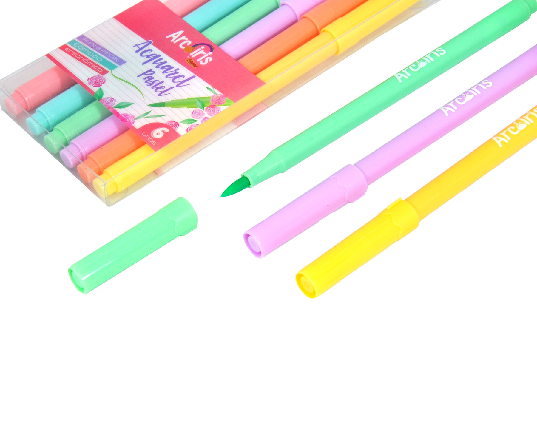Set de Marcadores Punta Pincel  Pastel x6 Arcoíris img #3