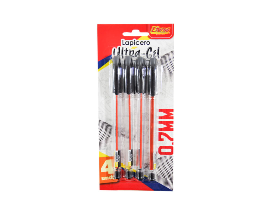 Set Lapiceros Ultra Gel Negro x 4 Eterna img #1
