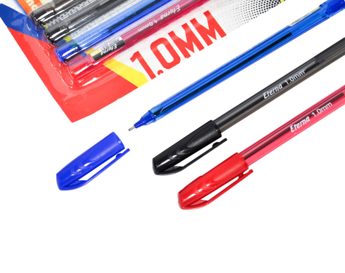 Set Lapiceros 1.0mm Negro, Azul, Rojo x 4 Eterna img #3