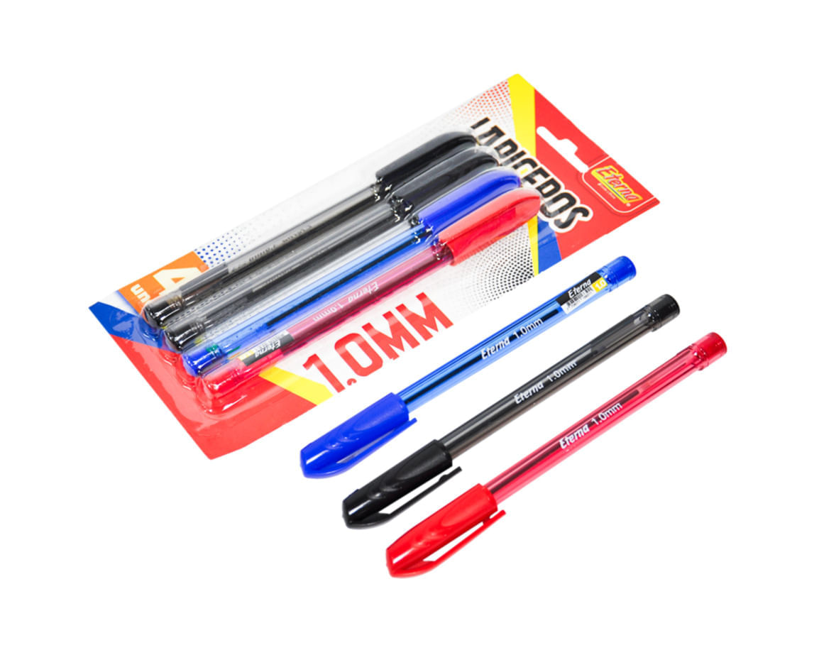 Set Lapiceros 1.0mm Negro, Azul, Rojo x 4 Eterna img #2
