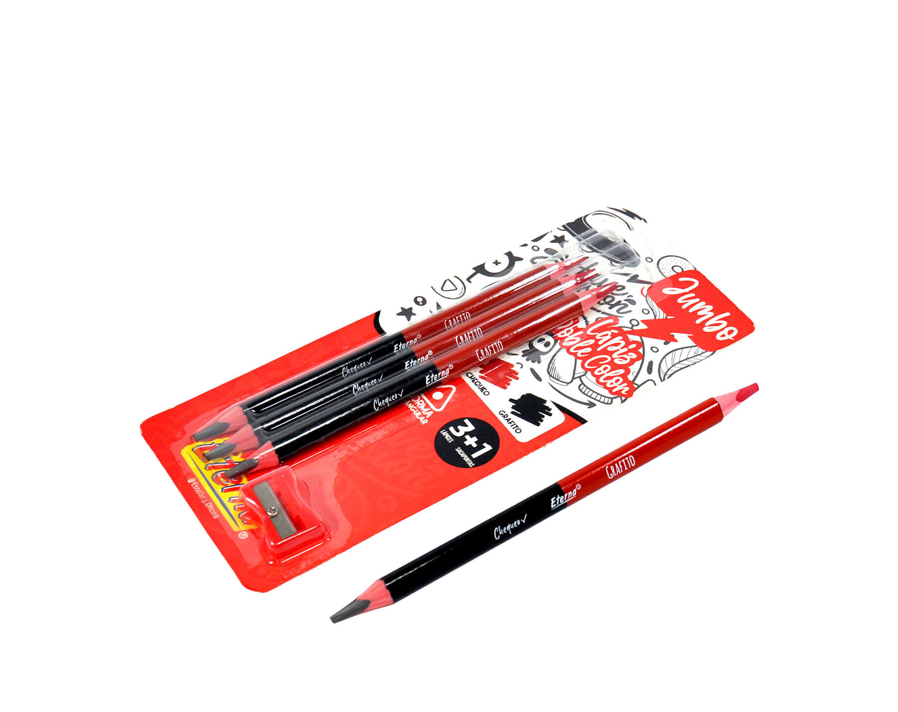 Set Lápices Bicolor Jumbo x 3 + Sacapuntas Eterna img #2