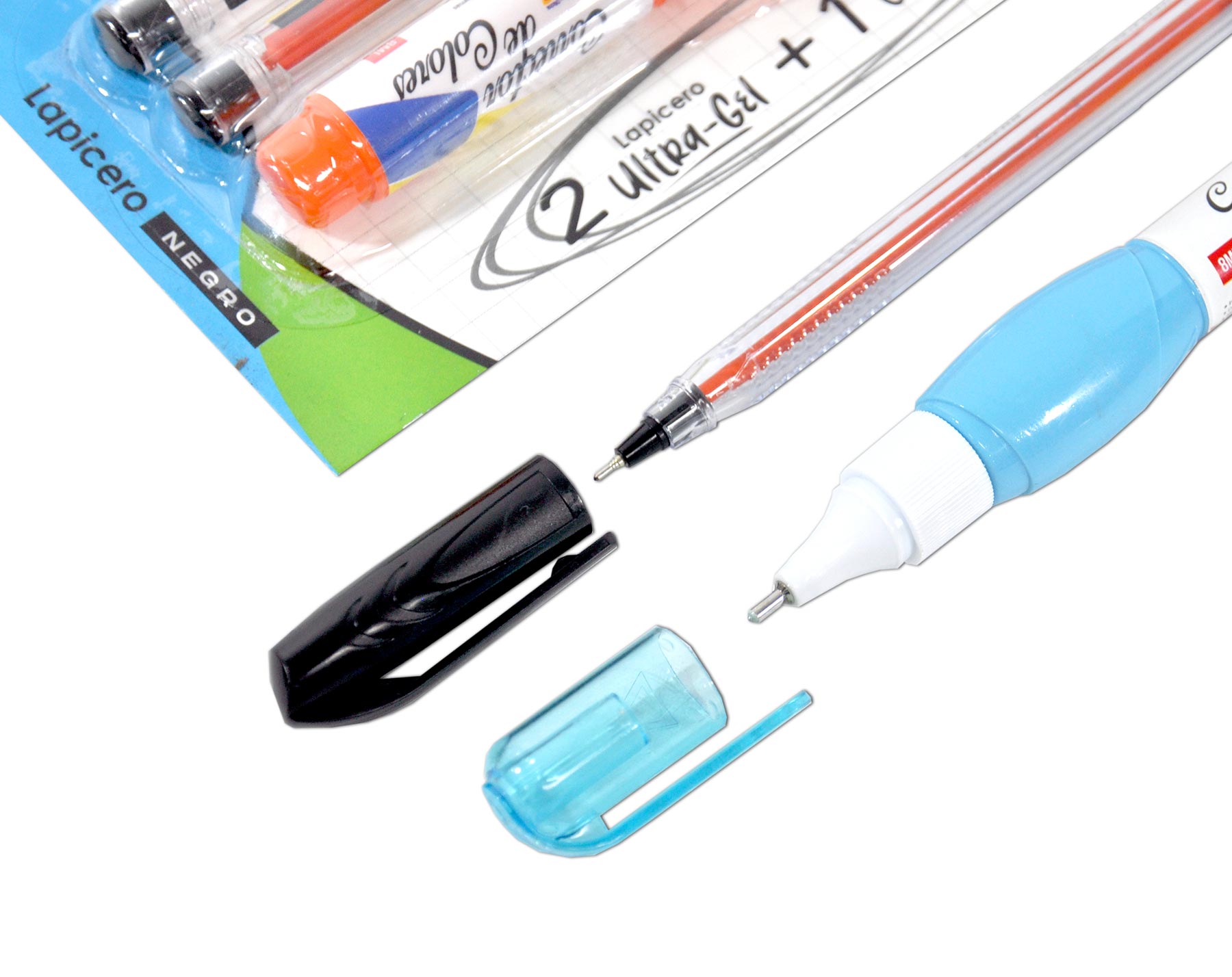 Set Lapiceros Negro 0.7 mm x 2 + Corrector de Color Eterna img #3