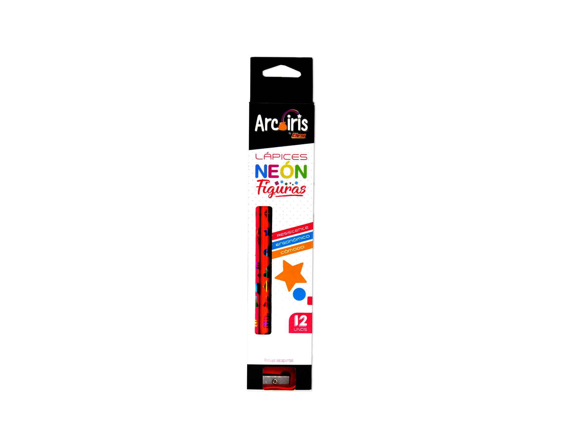Lápices Negros Cuerpo Neón x 12  Arcoiris img #1
