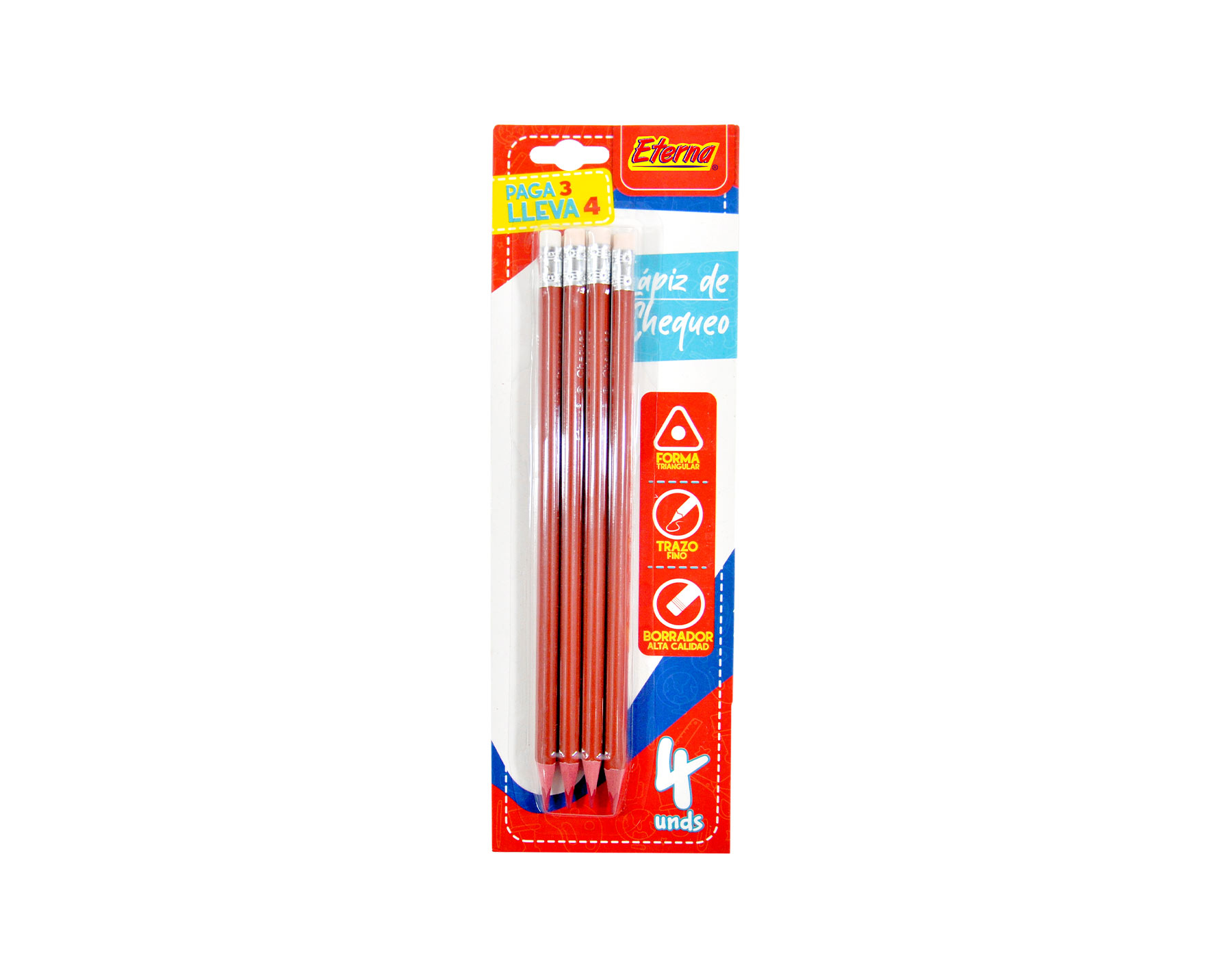 Set Lápices de Chequeo Rojo x 4 Unidades Eterna img #1