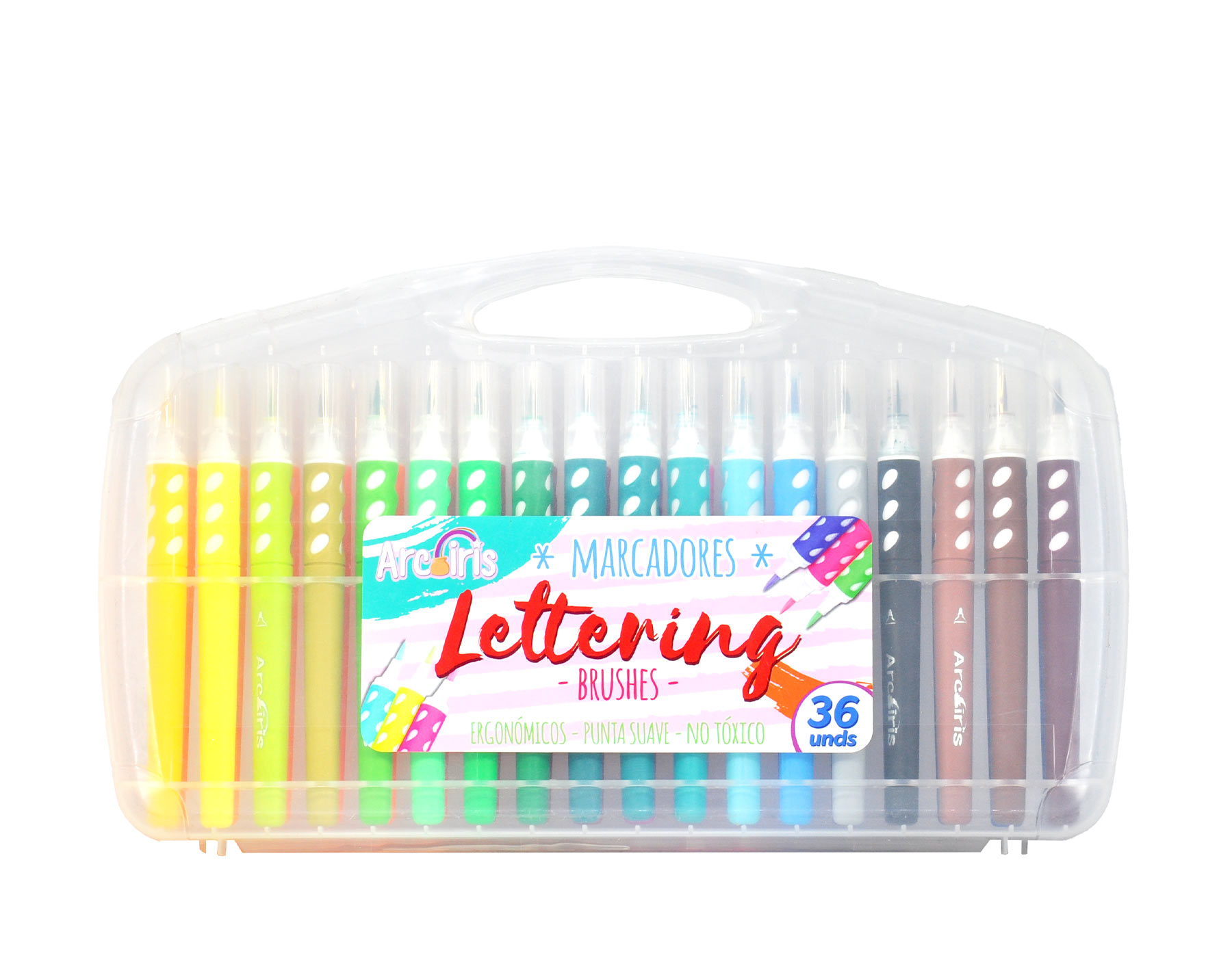 Set de Marcadores Punta Pincel x 36 Arcoiris img #1