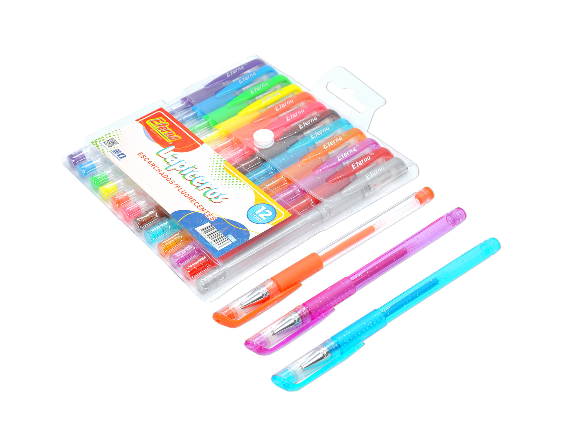 Lapiceros Escarchados fluorescentes x 12 Eterna img #2