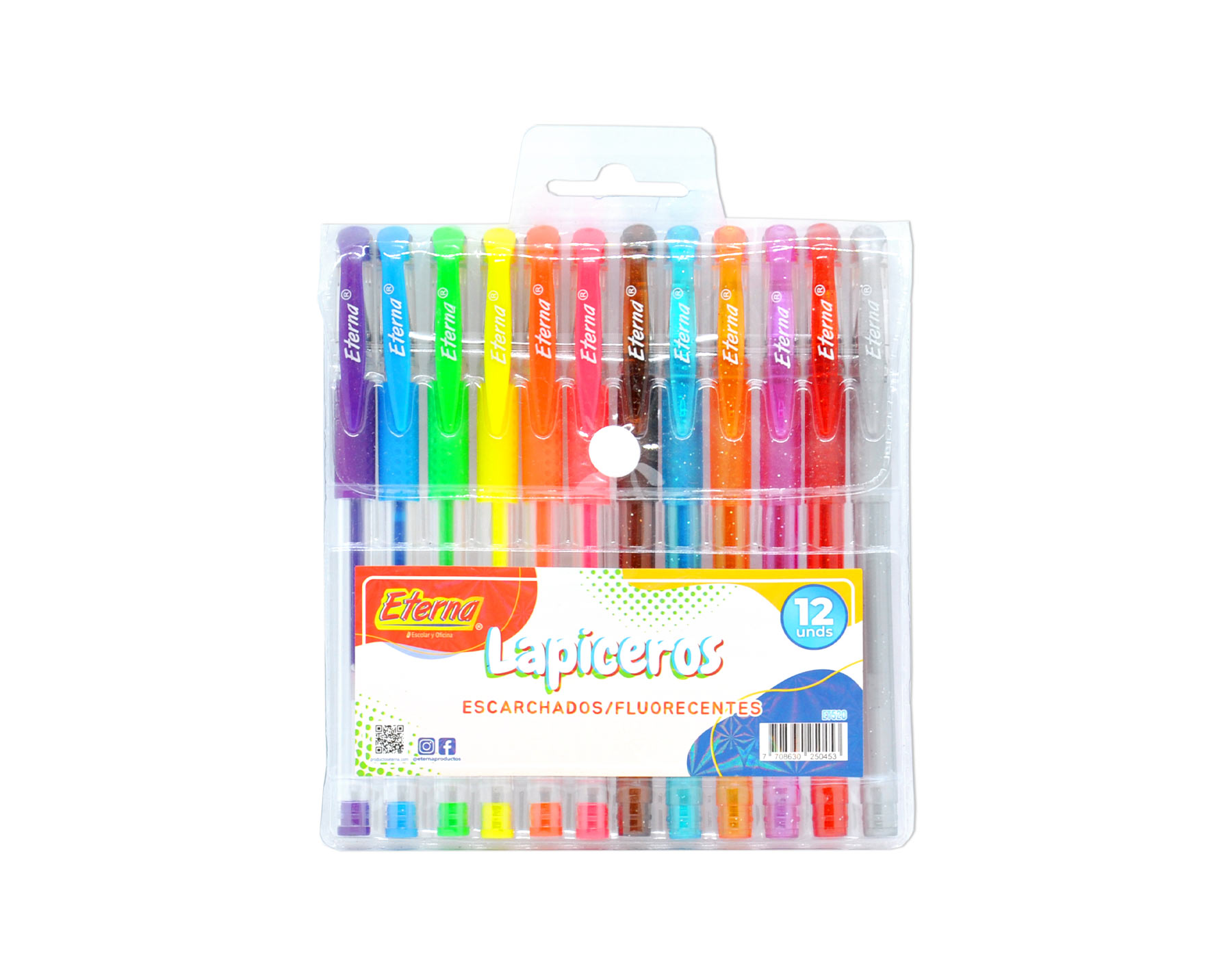 Lapiceros Escarchados fluorescentes x 12 Eterna img #1