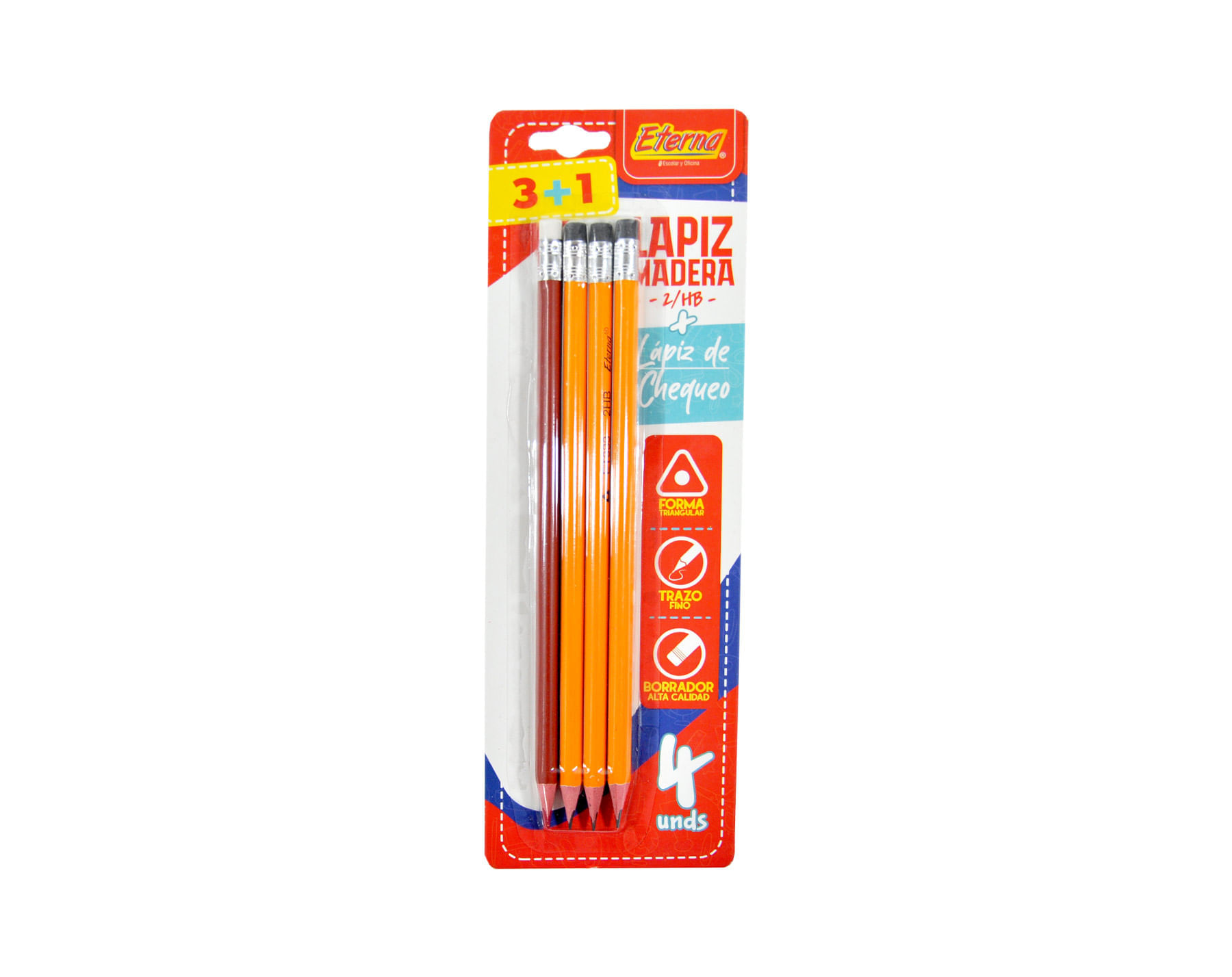 Set Lápices de Madera 2HB x 3 + Lápiz de Chequeo Eterna img #1
