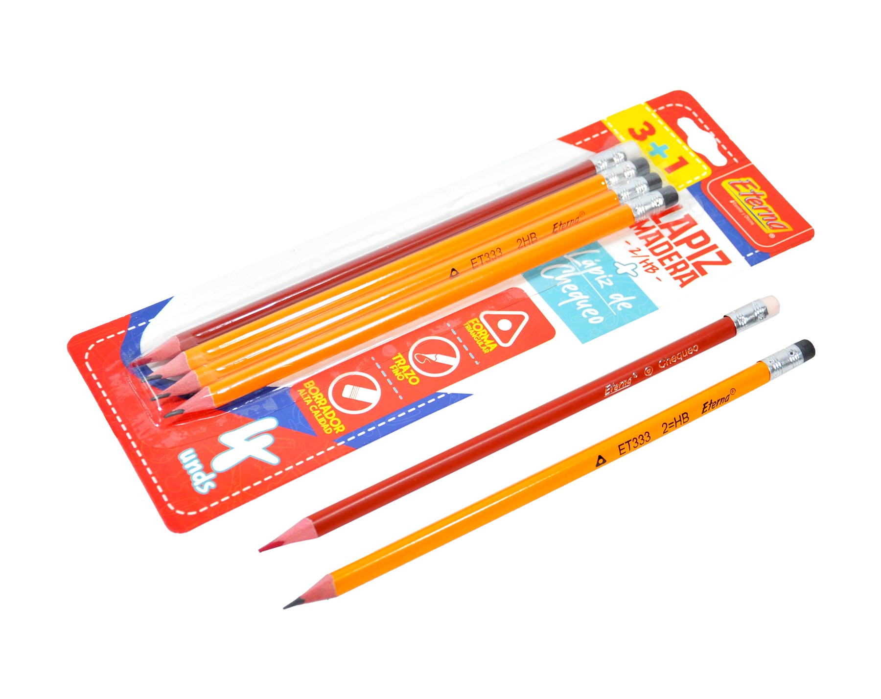 Set Lápices de Madera 2HB x 3 + Lápiz de Chequeo Eterna img #2