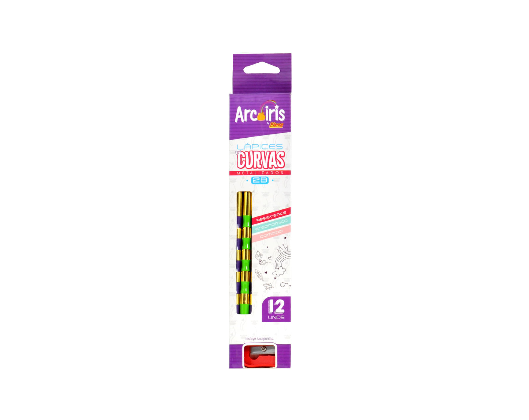 Lápices Negros Cuerpo Curvas Neón x 12  Arcoiris img #1