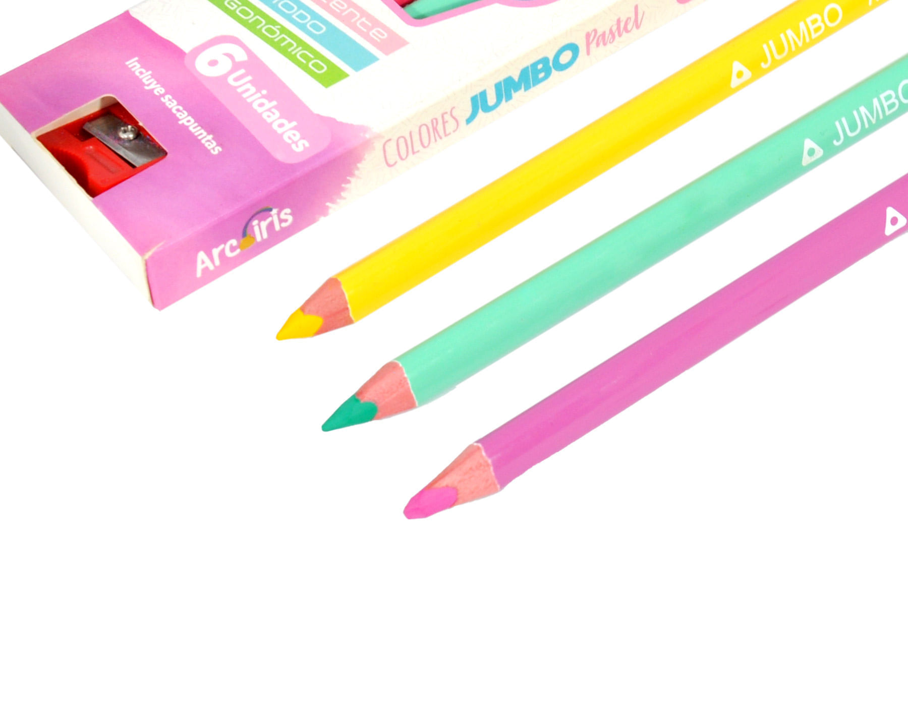 Lápices de Colores Jumbo Mina 6mm tonos Pastel Arcoíris img #3