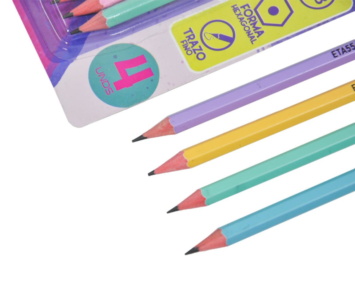 Set Lápices Tonos Pastel x 4 Arcoíris img #3