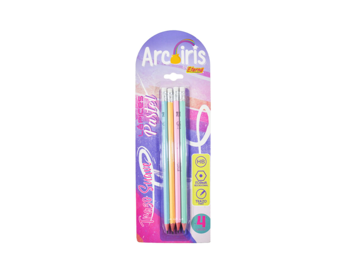 Set Lápices Tonos Pastel x 4 Arcoíris img #1