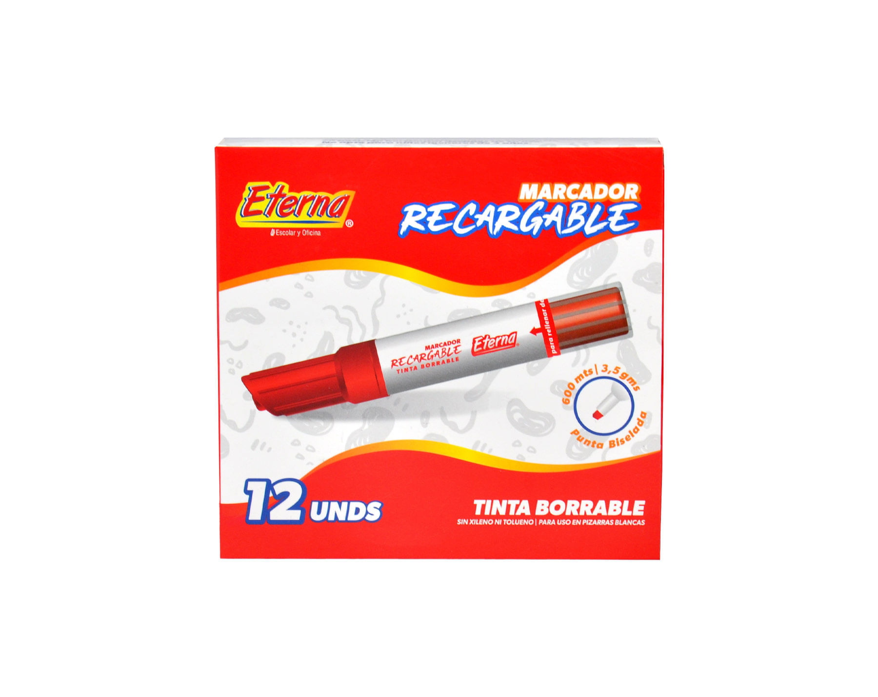 Marcador Borrable Recargable Rojo img #2