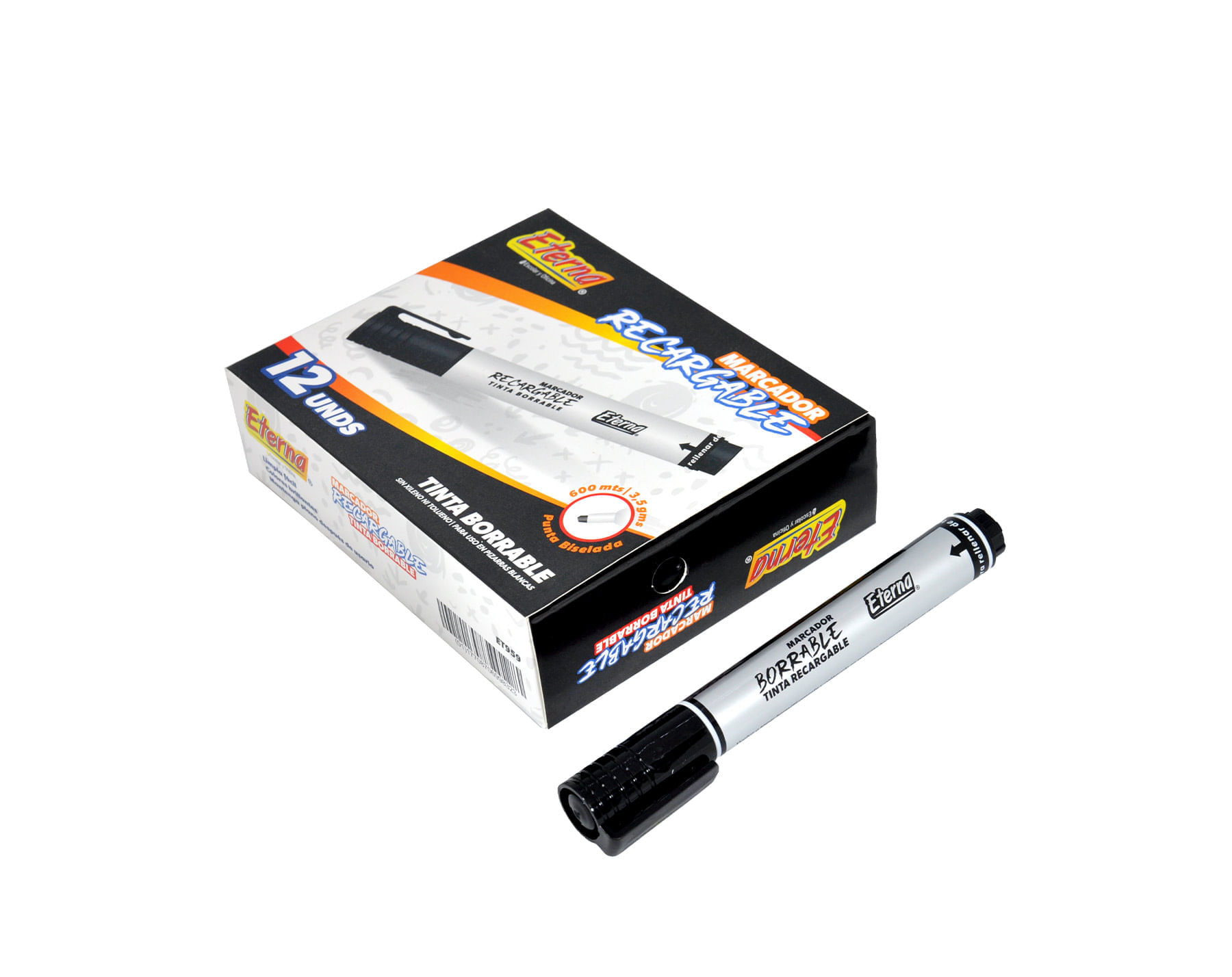 Marcador Borrable Recargable Negro img #3