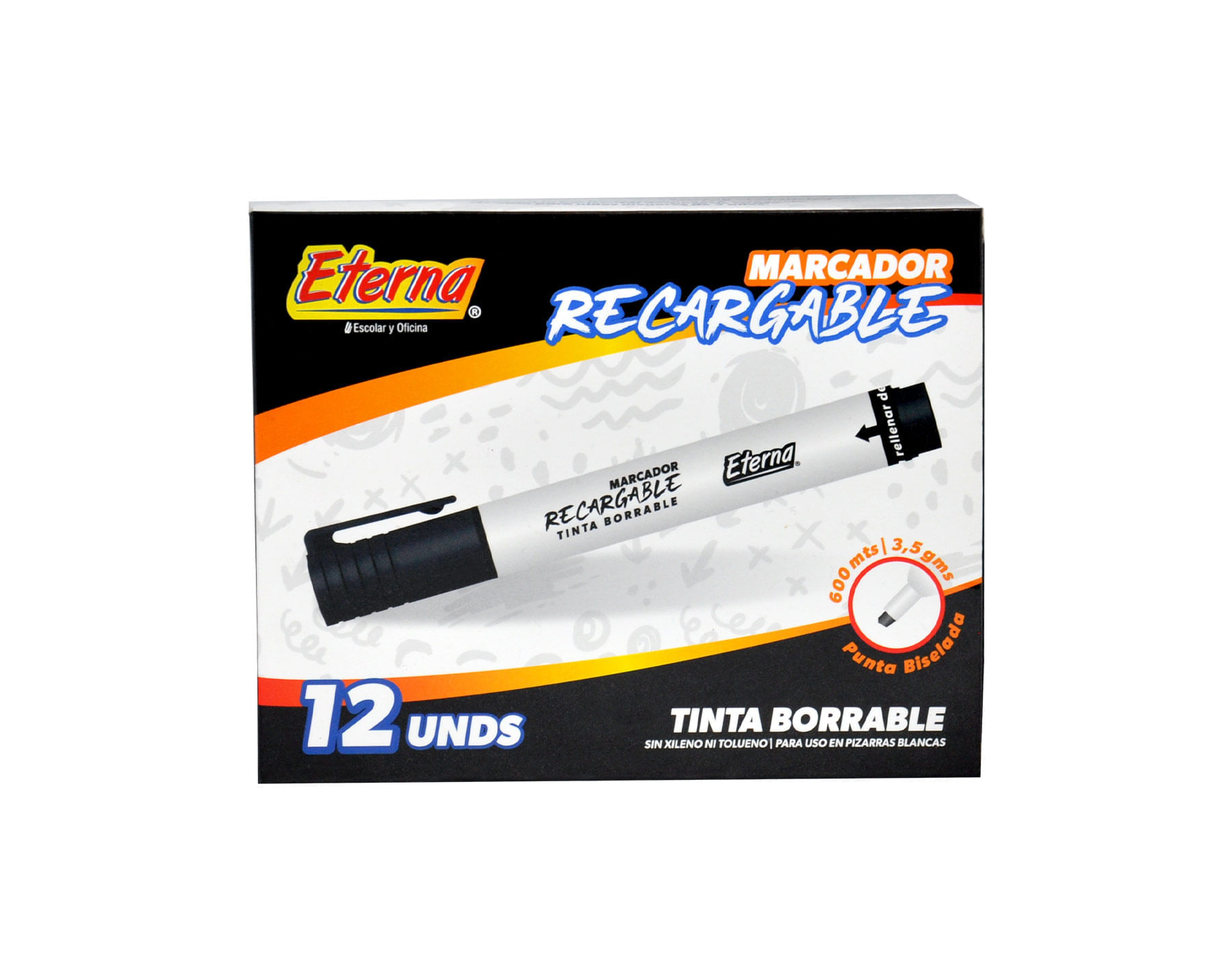Marcador Borrable Recargable Negro img #2