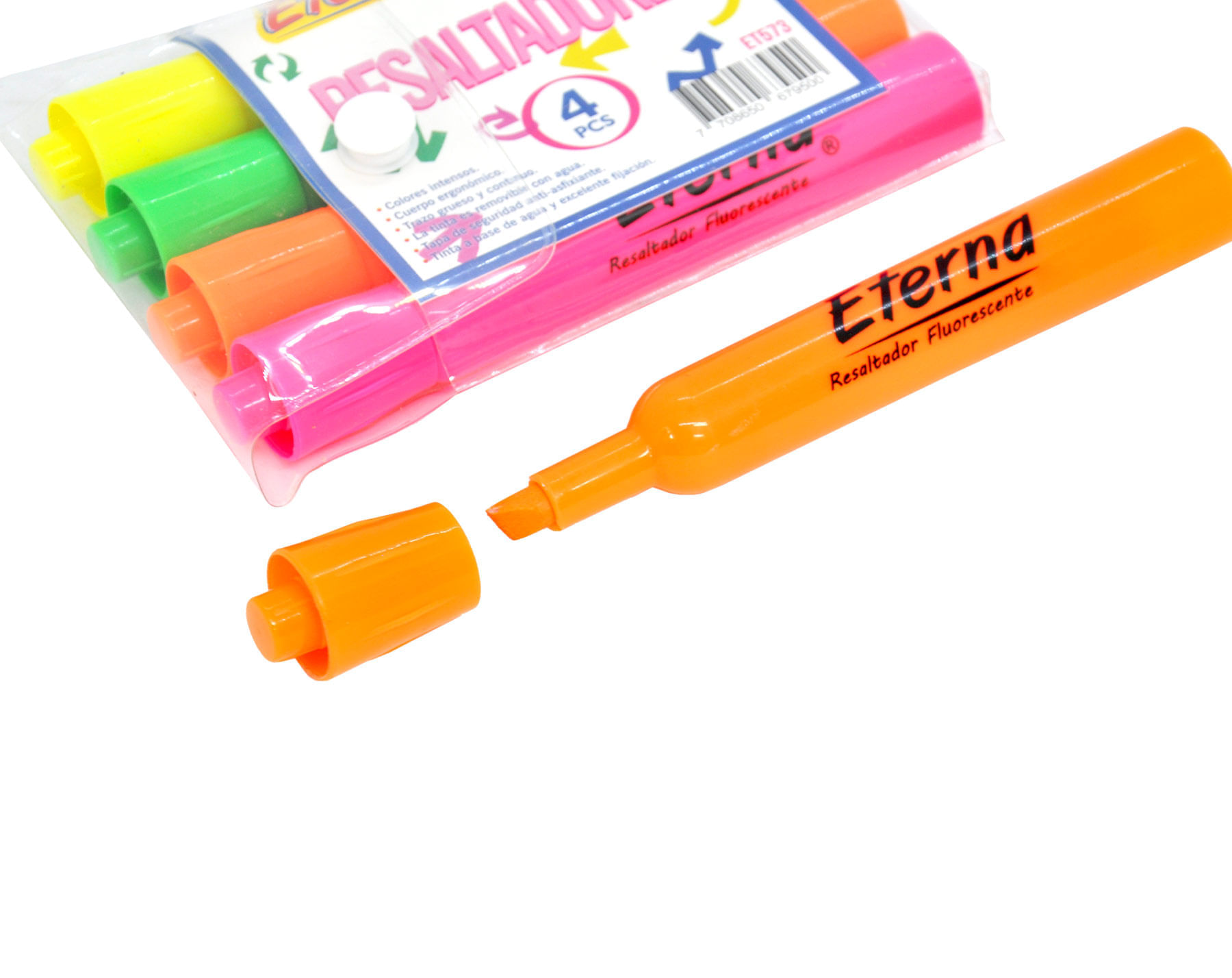 Resaltadores Fluorescente  x 4  Eterna img #3
