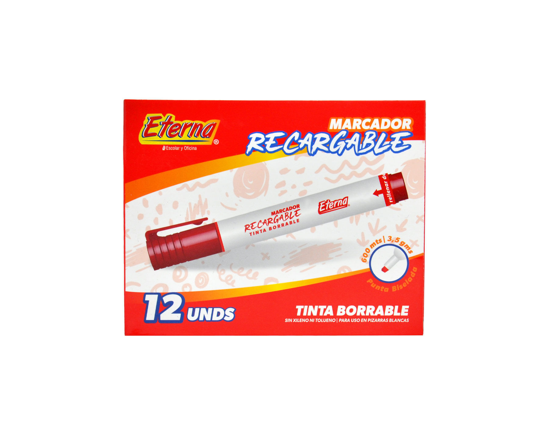 Marcador Borrable Recargable Rojo img #2