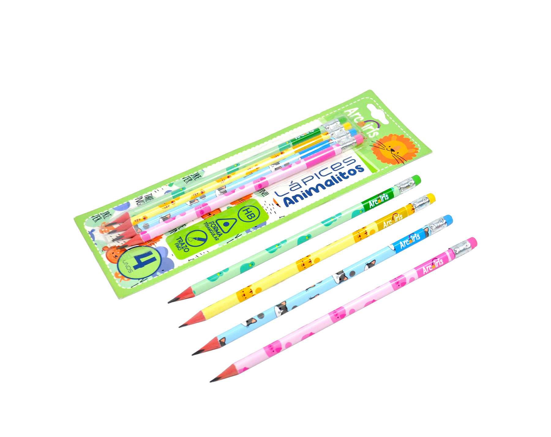 Set Lápices Animalitos x 4 Arcoíris img #2