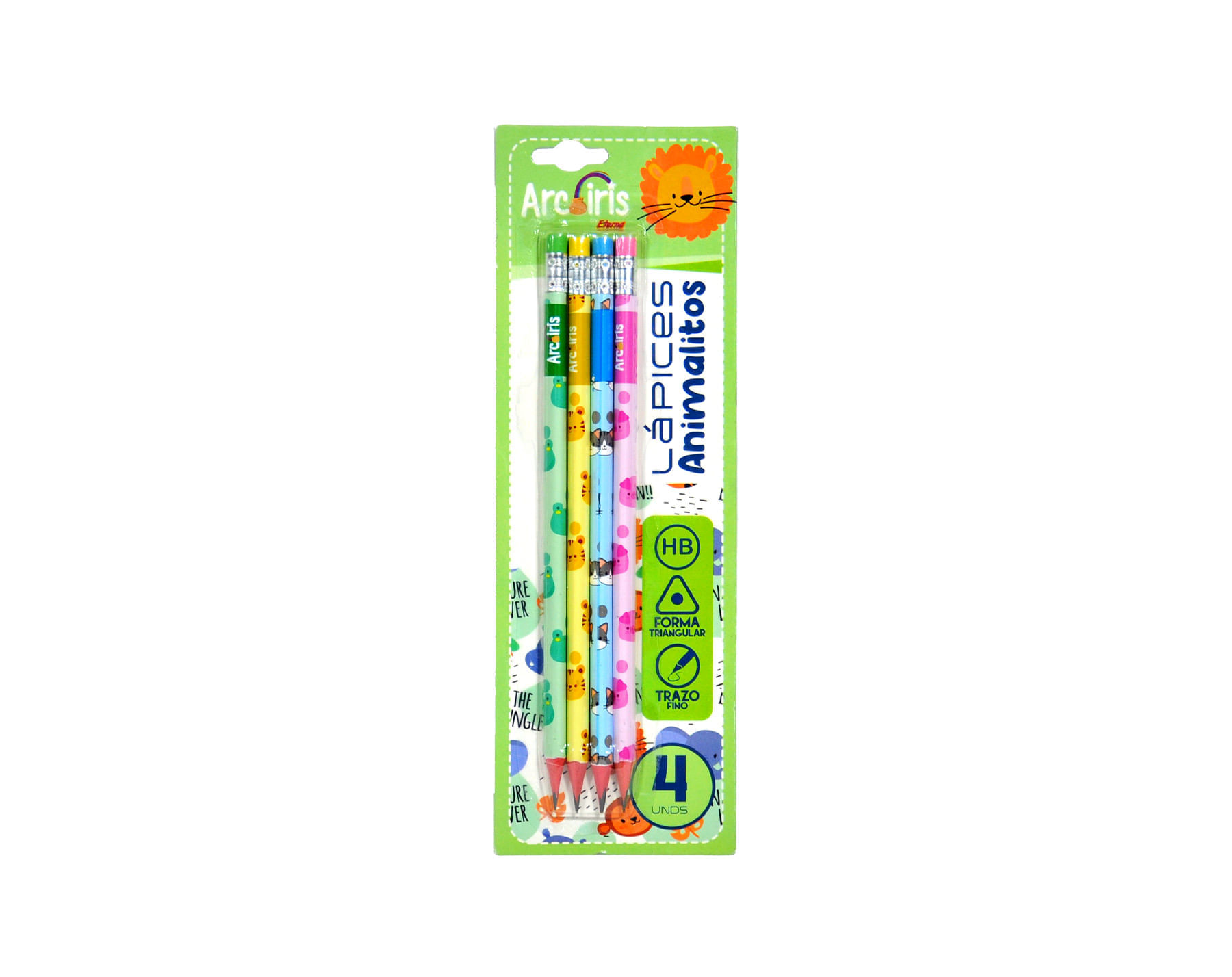 Set Lápices Animalitos x 4 Arcoíris img #1