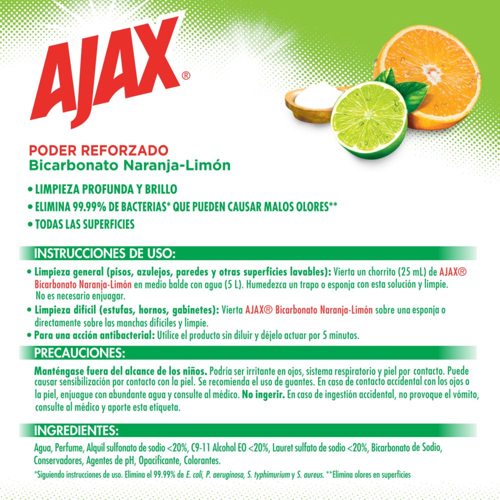 Limpiapisos AJAX bicarbonato naranja limón (3000  ml) img #7