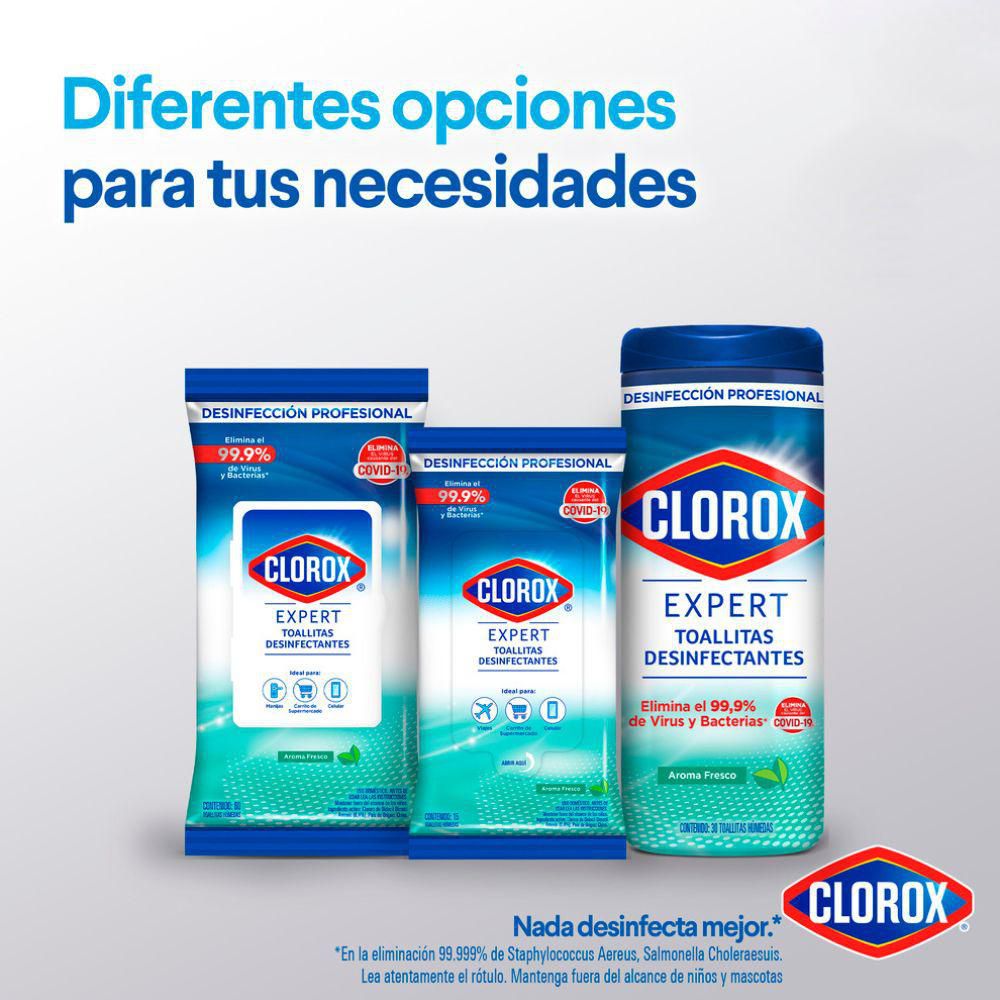 Toallitas desinfectantes CLOROX expert fresco flowpack (15  und) img #8