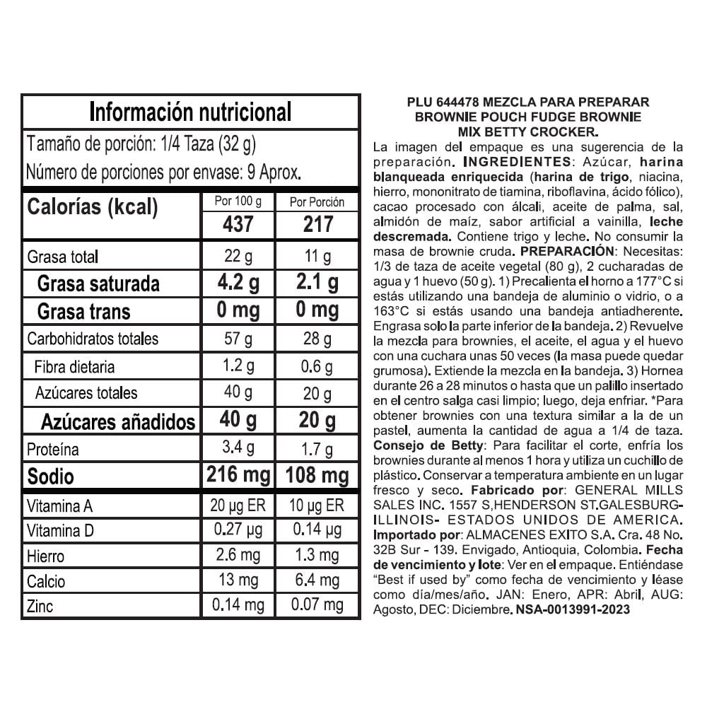 Mezcla en polvo BETTY CROCKER MARCA EXCLUSIVA para preparar brownie (290  gr) img #2