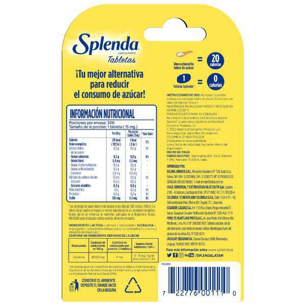 Endulzante SPLENDA 300 tabletas (4.5  gr) img #2