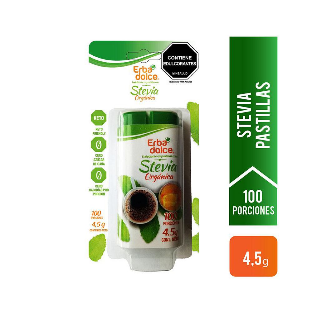 Endulzante ERBA DOLCE con stevia en tabletas (4.5  gr) img #1
