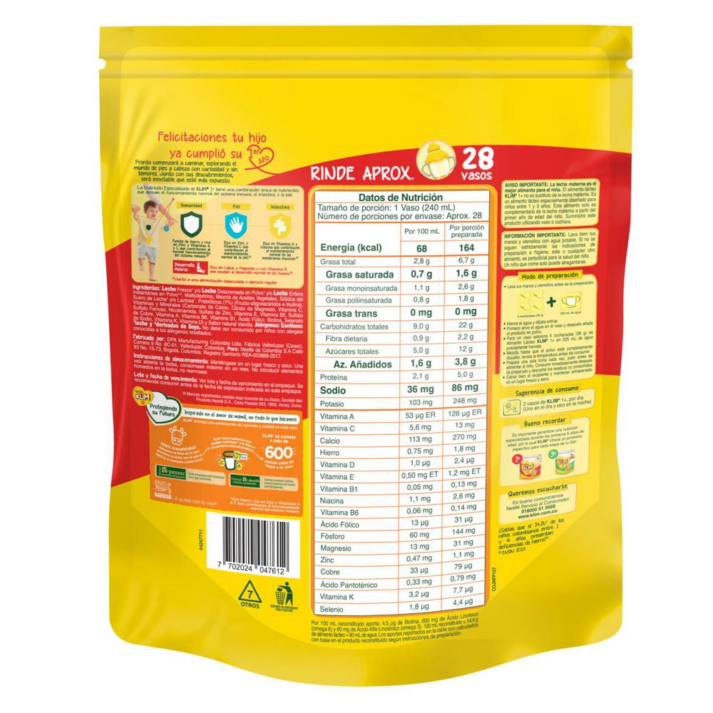Alimento lácteo KLIM 1+ (1000  gr) img #3