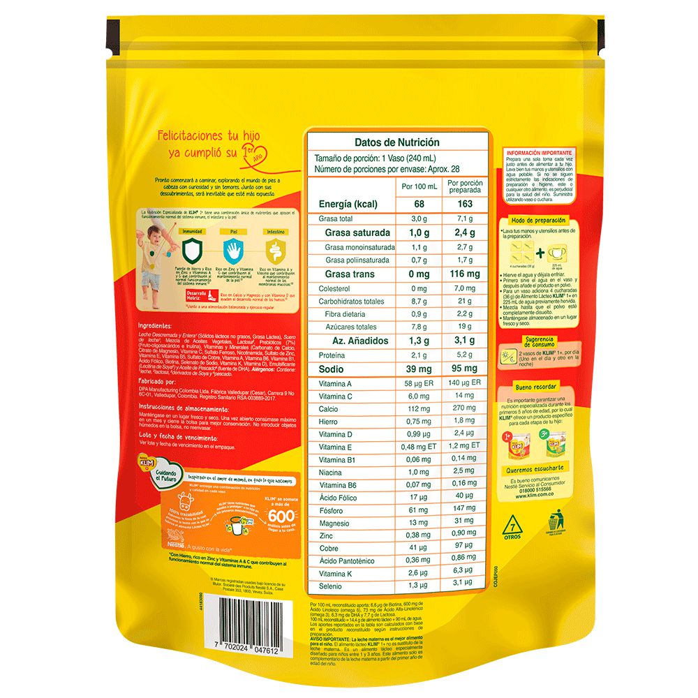Alimento lácteo KLIM 1+ (1000  gr) img #7