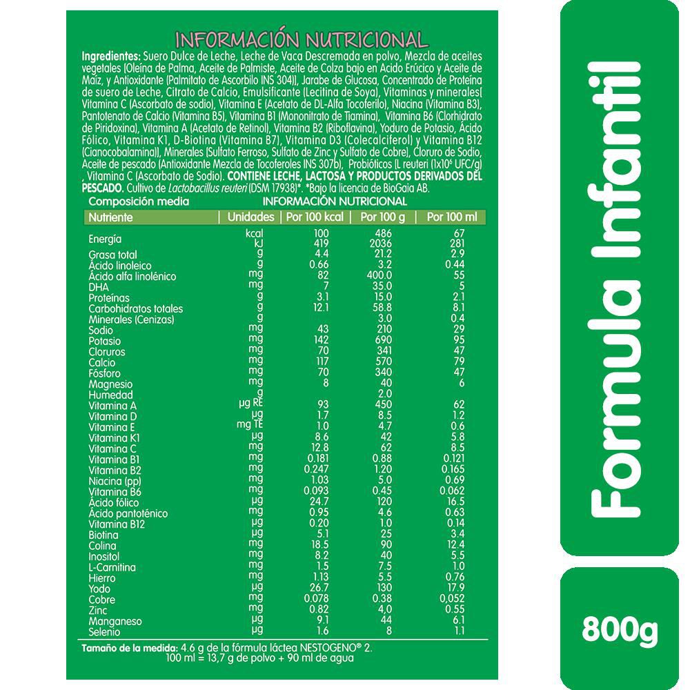 Fórmula infantil NESTOGENO etapa 2 lata (800  gr) img #5