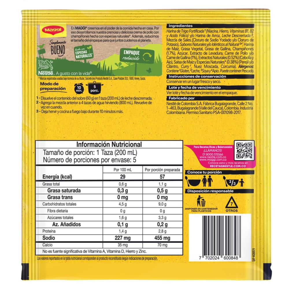 Crema de pollo  MAGGI y champiñones mezcla para preparar (60  gr) img #3